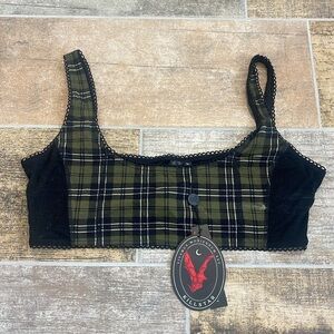 NWT Killstar Womens Green Plaid Autumn Lights Bra Size L